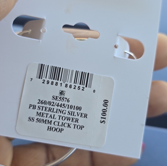 $100 Giani Bernini Sterling Silver Hoop Earrings Women New 50MM - Picture 6 of 9